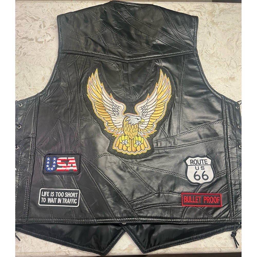 Caribou Creek  Black Patch Riding Motorcycle Vest Size XL USA Route 66